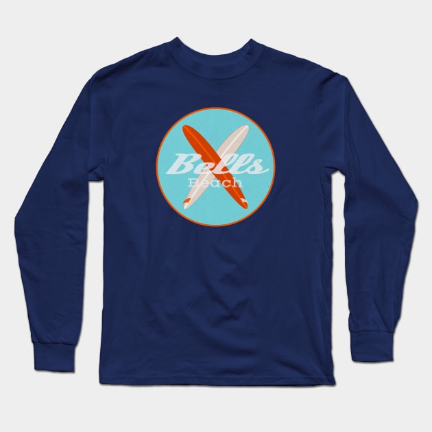 Bells Beach Crossed Surfboards Long Sleeve T-Shirt by AKdesign